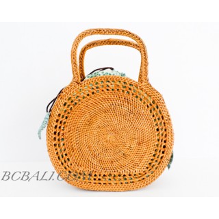 Rattan Handbag Moon Shape Filigree desaign handwoven